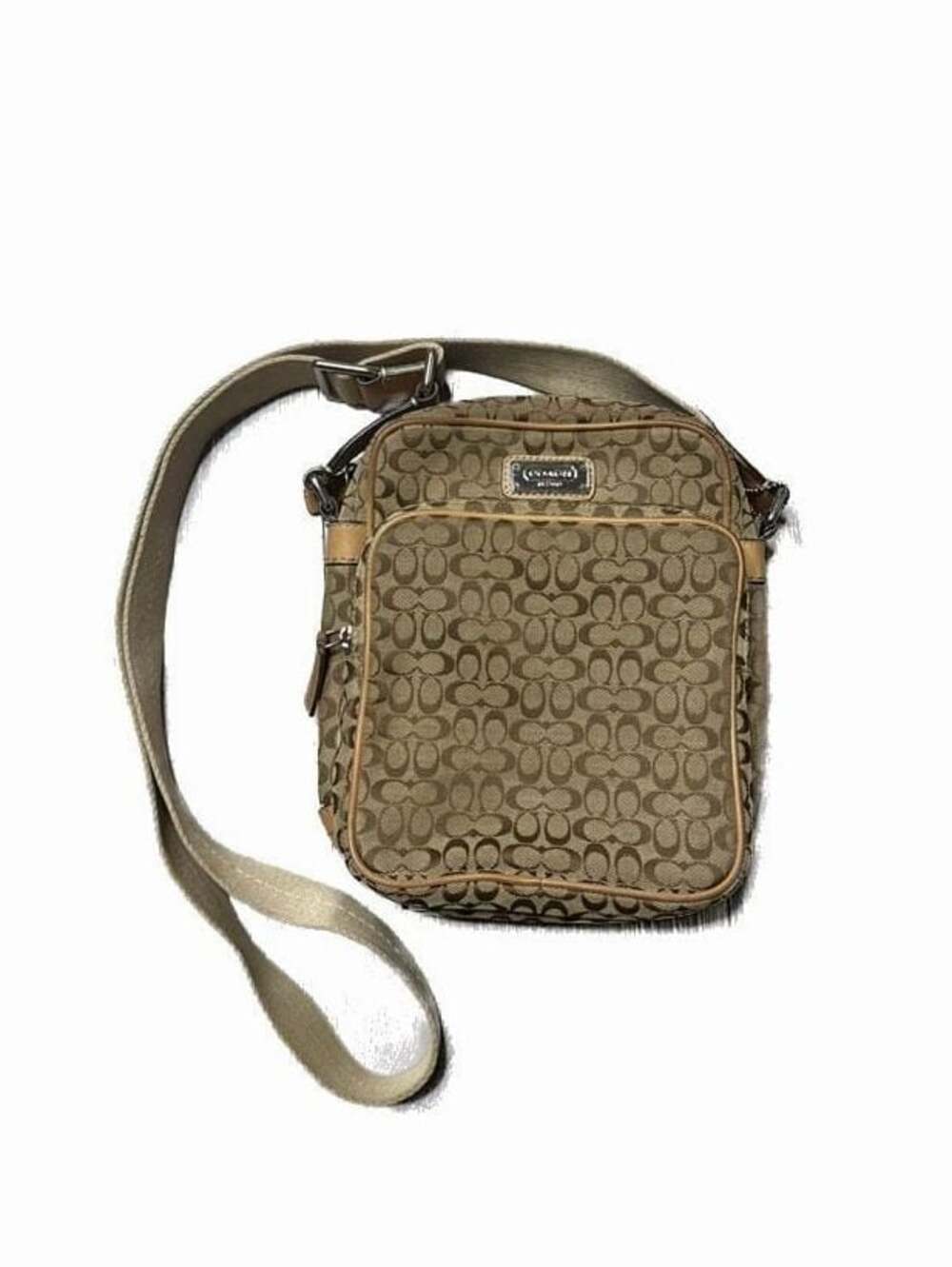 Coach Vintage Signature Canvas Double Zip Crossbody Camera Bag